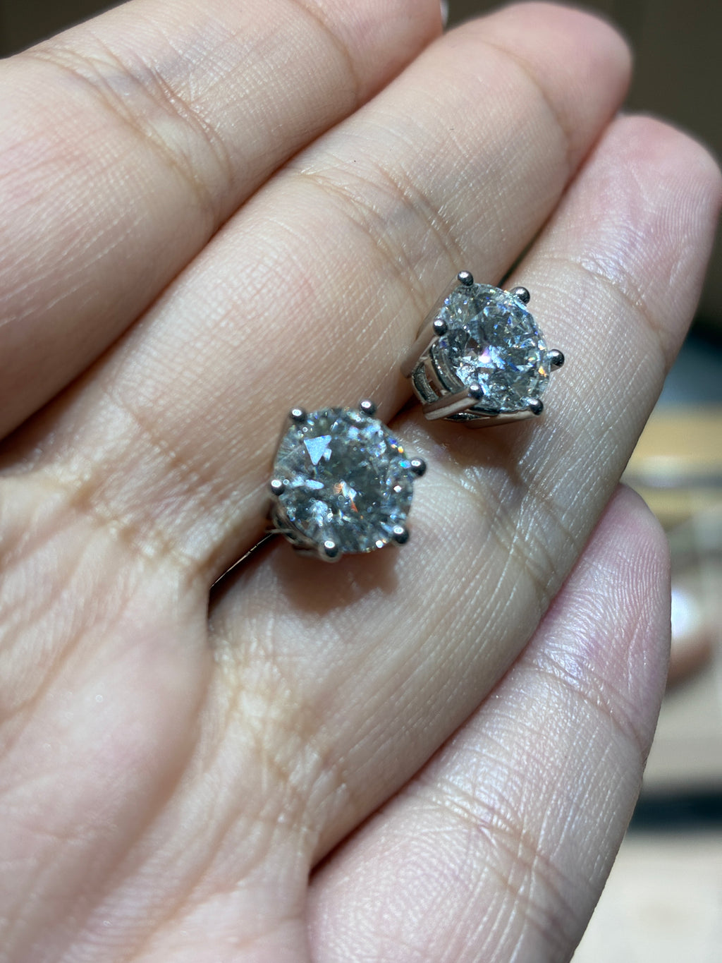 for Audrey Steele 14k White round diamond stud earrings 2 carats each 4 carats total D/vvs2