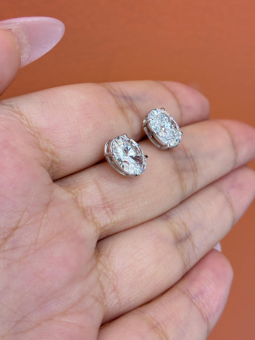 for Audrey Steele White oval diamond stud earrings 2 carats each 4 carats total D/vvs2