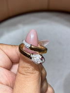 For Rach Borack Moloo 14k yellow gold Snake Ring tiny diamonds 0.26ct.Dvvs