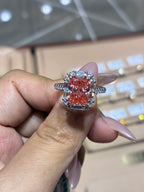 For VEE 14k yellow gold with halo pave design fancy pink diamond