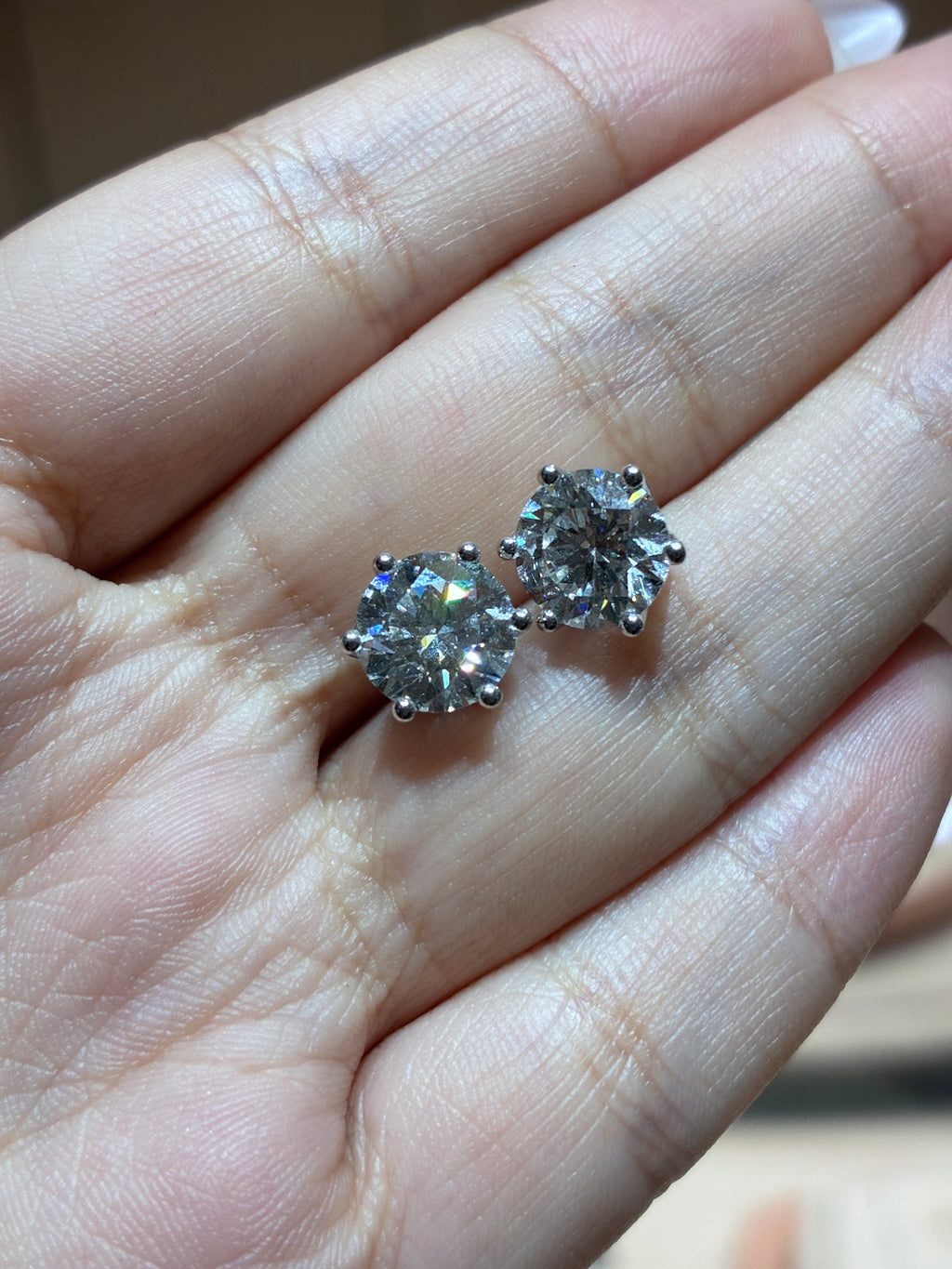 for Audrey Steele 14k White round diamond stud earrings 2 carats each 4 carats total D/vvs2