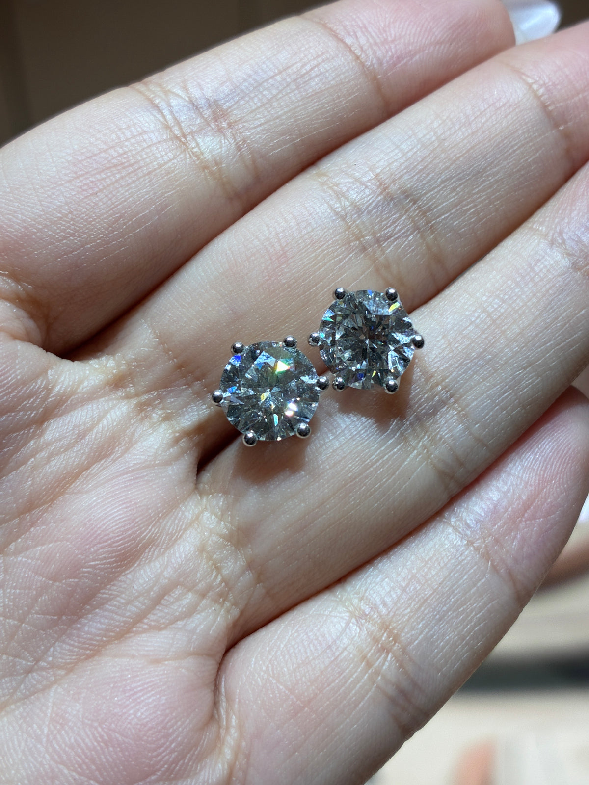 for Audrey Steele 14k White round diamond stud earrings 2 carats each 4 carats total D/vvs2