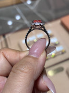 For VEE 14k yellow gold with halo pave design fancy pink diamond
