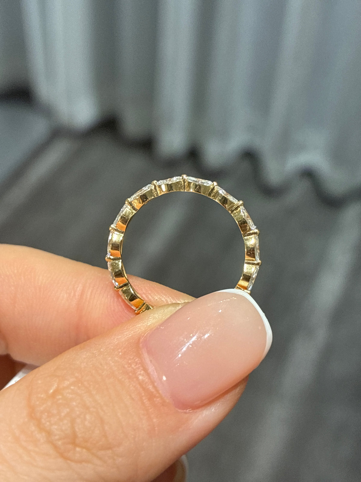 For Maria 14k yellow gold marquis cut diamond band full eternity