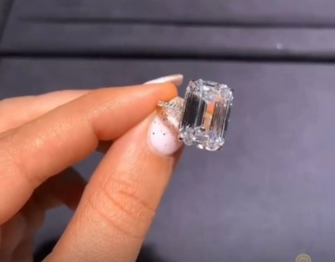 Half deposit For Sam 14k white gold 10ct emerald cut pave with hidden Halo