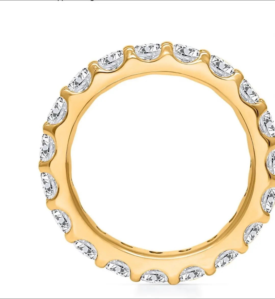 18k yellow gold about 3ct D -E VVS round cut fully eternity band customize