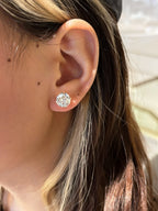 3 Carat Each Round Lab Grown Diamond Stud Earrings | Martini Setting Four Prong | 18K Yellow Gold