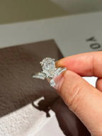 Pear Shape Lab Grown Diamond Ring | Double V Pavé Band with Pear Accents | Platinum