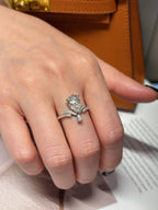 Pear Shape Lab Grown Diamond Ring | Double V Pavé Band with Pear Accents | Platinum